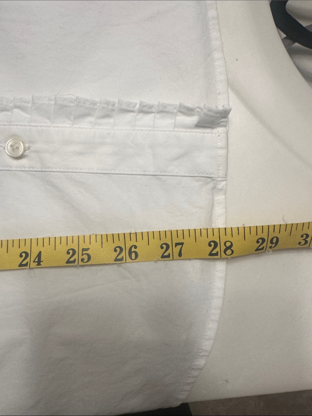 Banana Republic White Button-Front Dress Shirt with Subtle Ruffle Placket - Picture 6 of 8